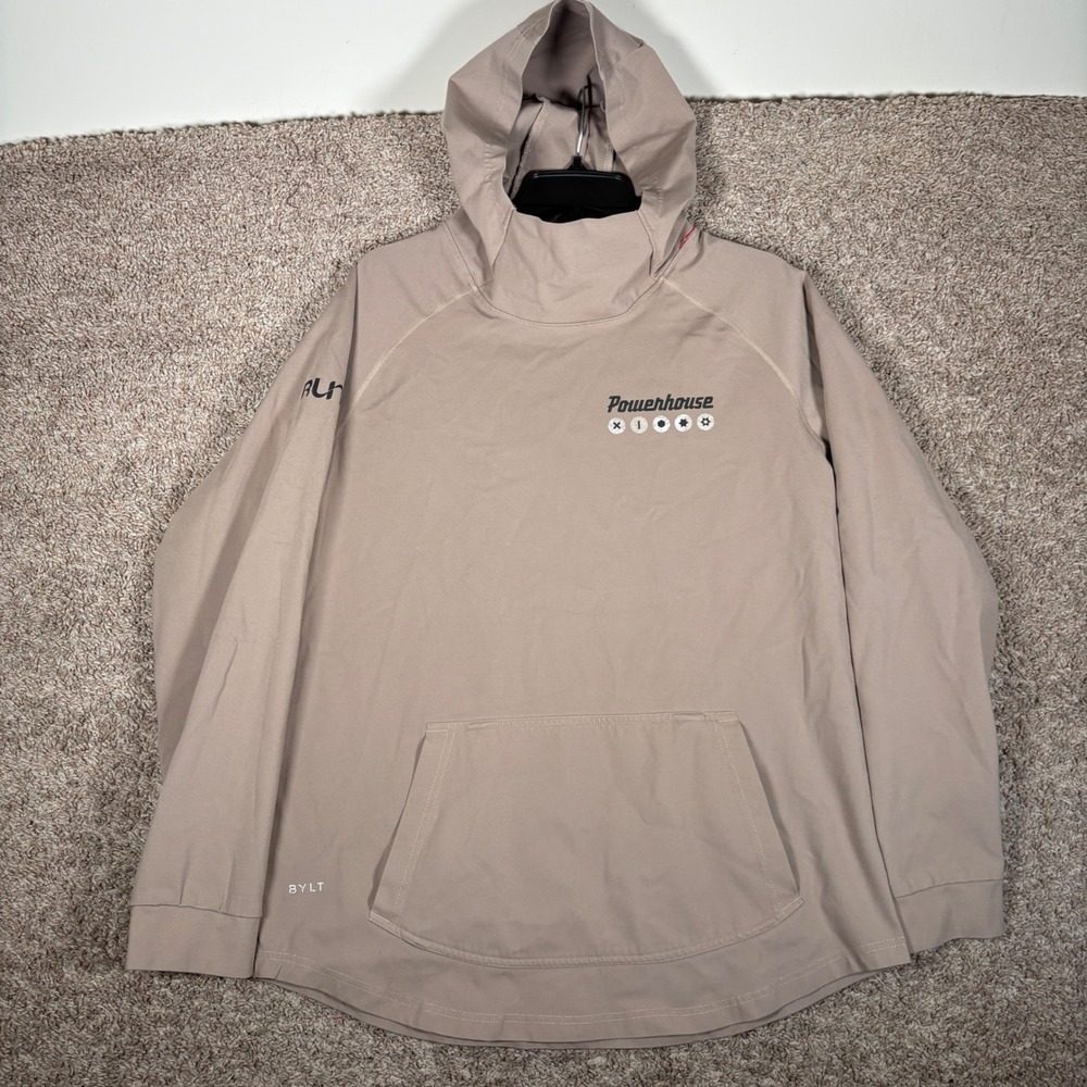BYLT‎ Premium Basics Mens Powerhouse Hoodie Tan Scuba Hood Pullover Large